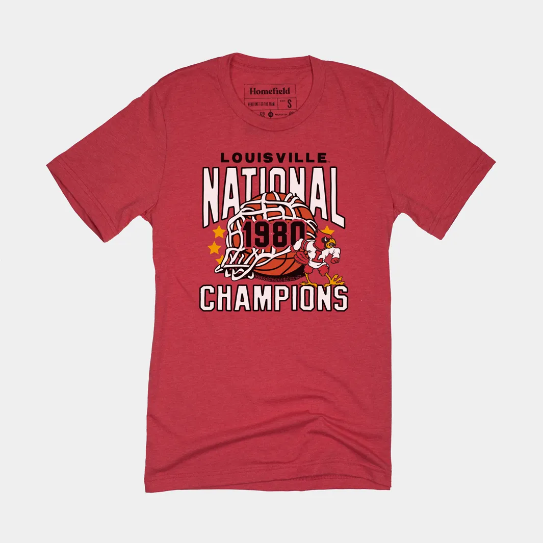 1980 Louisville Basketball Champs Red Tee