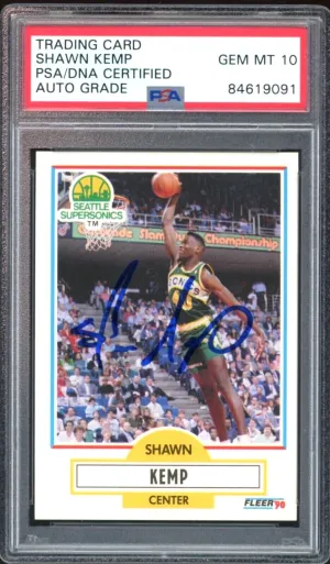 1990 Fleer #178 Shawn Kemp RC Rookie Supersonics PSA/DNA Auto GEM MINT 10