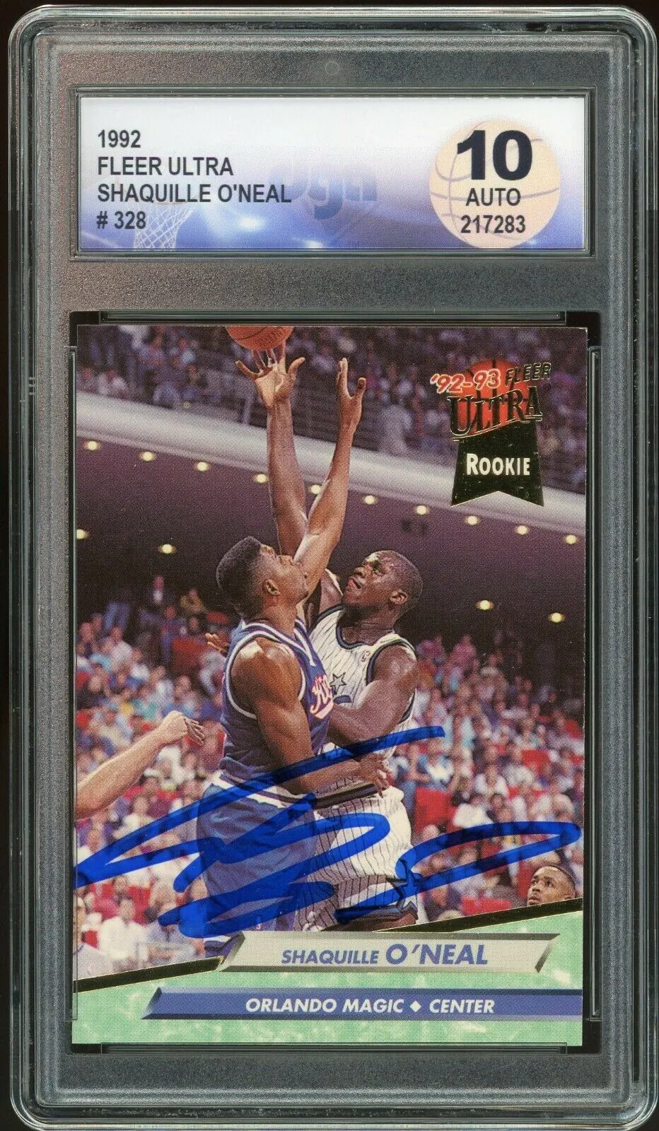 1992 Fleer Ultra #328 Shaquille O'Neal RC Rookie Magic JSA DGA 10 Auto