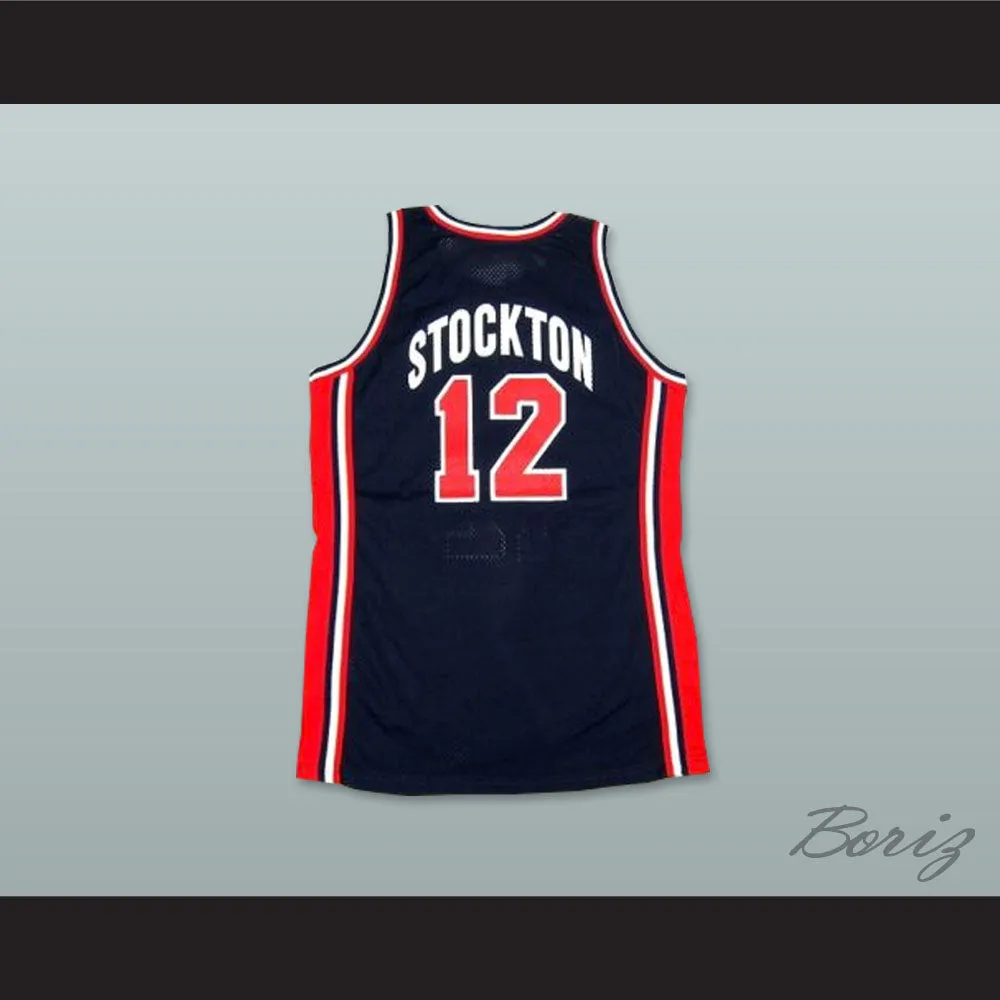 1992 John Stockton 12 USA Team Away Basketball Jersey