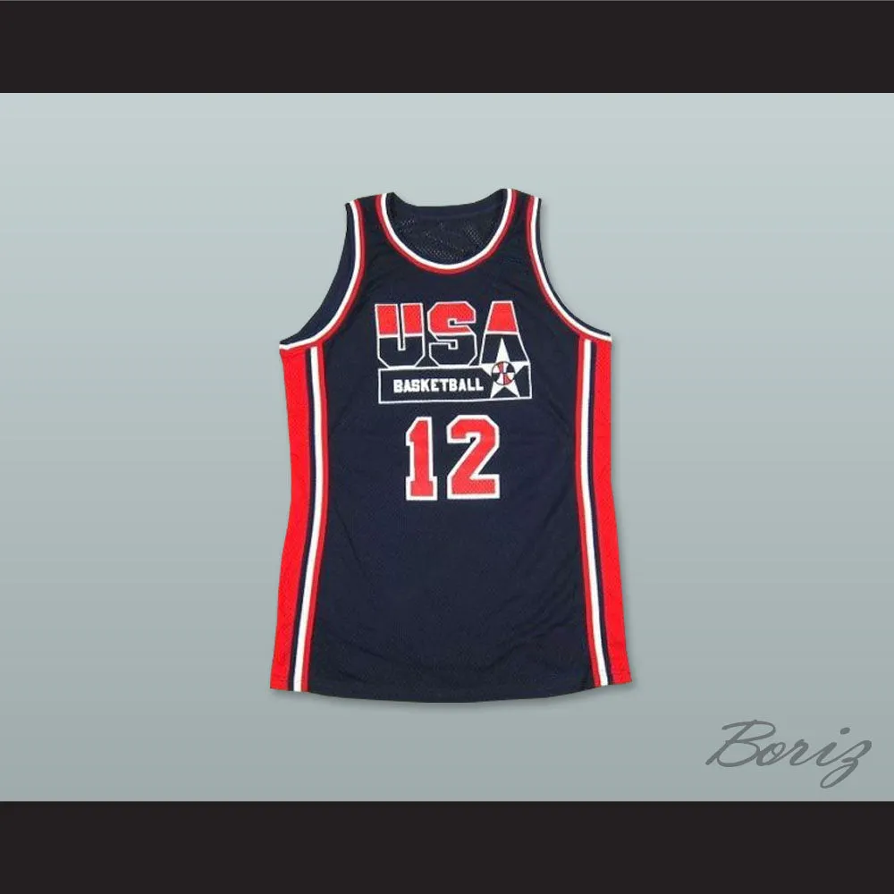 1992 John Stockton 12 USA Team Away Basketball Jersey