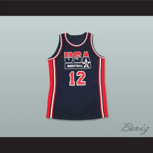 1992 John Stockton 12 USA Team Away Basketball Jersey