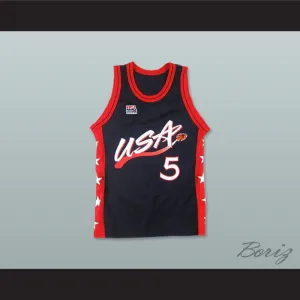 1996 Grant Hill 5 USA Team Away Basketball Jersey
