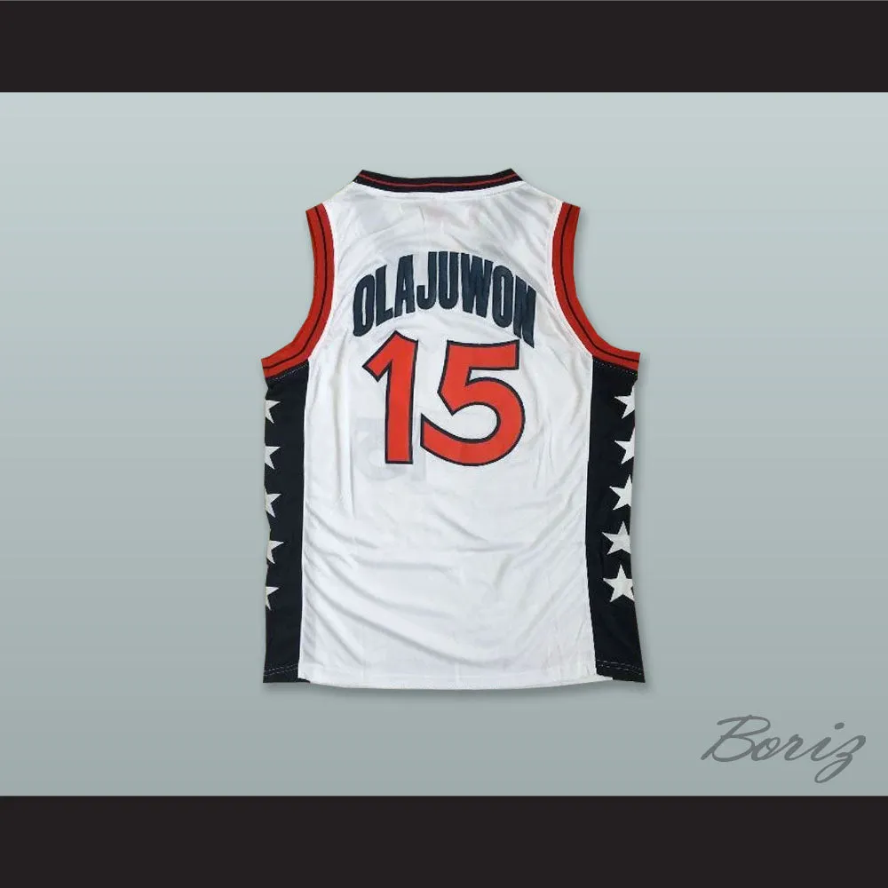 1996 Hakeem Olajuwon 15 USA Team Home Basketball Jersey