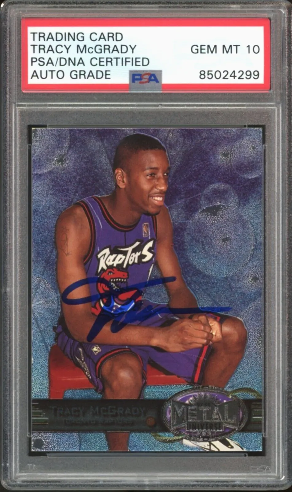 1997 Metal Universe #42 Tracy McGrady RC Rookie On Card PSA/DNA Auto GEM MINT 10