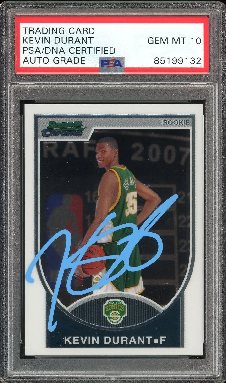 2007-08 Bowman Draft Picks #111 Kevin Durant RC On Card PSA/DNA Auto GEM MINT 10
