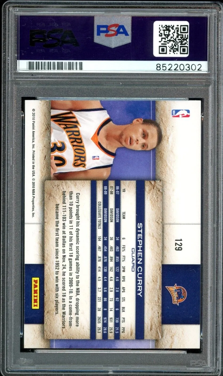 2009-10 Panini Studio #129 Stephen Curry RC On Card PSA/DNA Auto GEM MINT 10