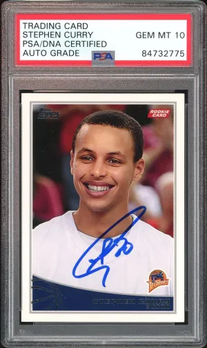 2009 Topps #321 Stephen Curry RC Rookie On Card PSA/DNA Auto GEM MINT 10