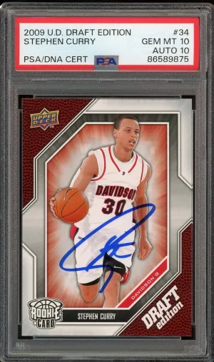2009 UD Draft Edition #34 Stephen Curry RC On Card PSA 10/10 Auto GEM MINT