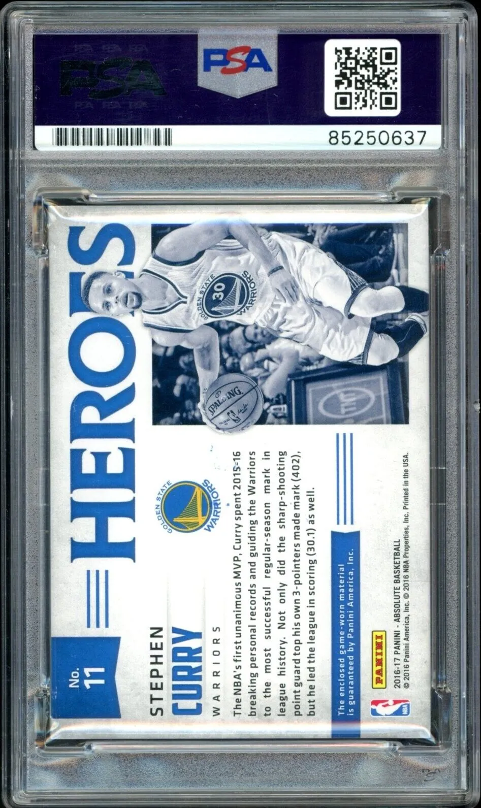 2016-17 Absolute Materials Jersey #/149 Stephen Curry PSA/DNA Auto GEM MINT 10