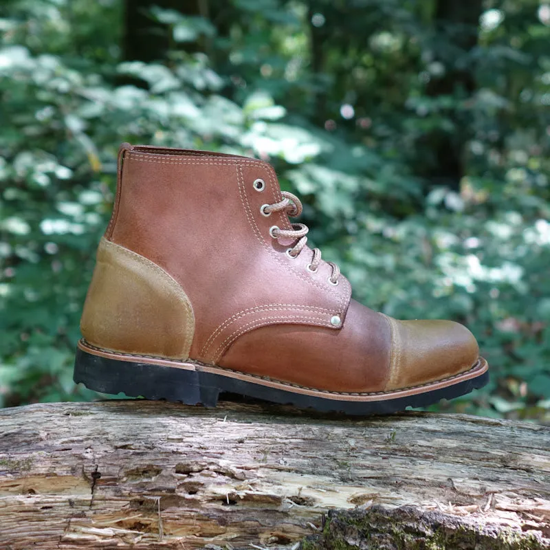 Aire Leather Cap-Toe Lace-Up Boots - Natural