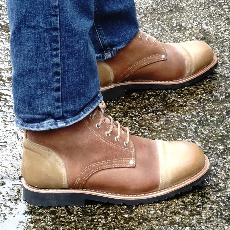 Aire Leather Cap-Toe Lace-Up Boots - Natural