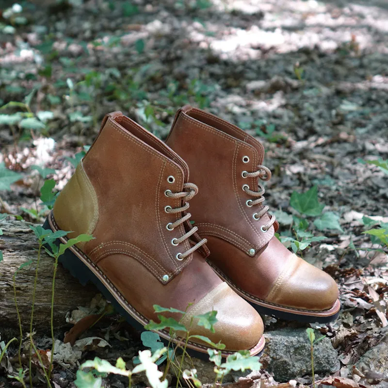 Aire Leather Cap-Toe Lace-Up Boots - Natural