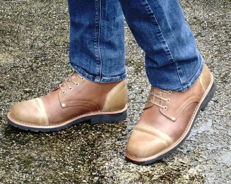 Aire Leather Cap-Toe Lace-Up Boots - Natural
