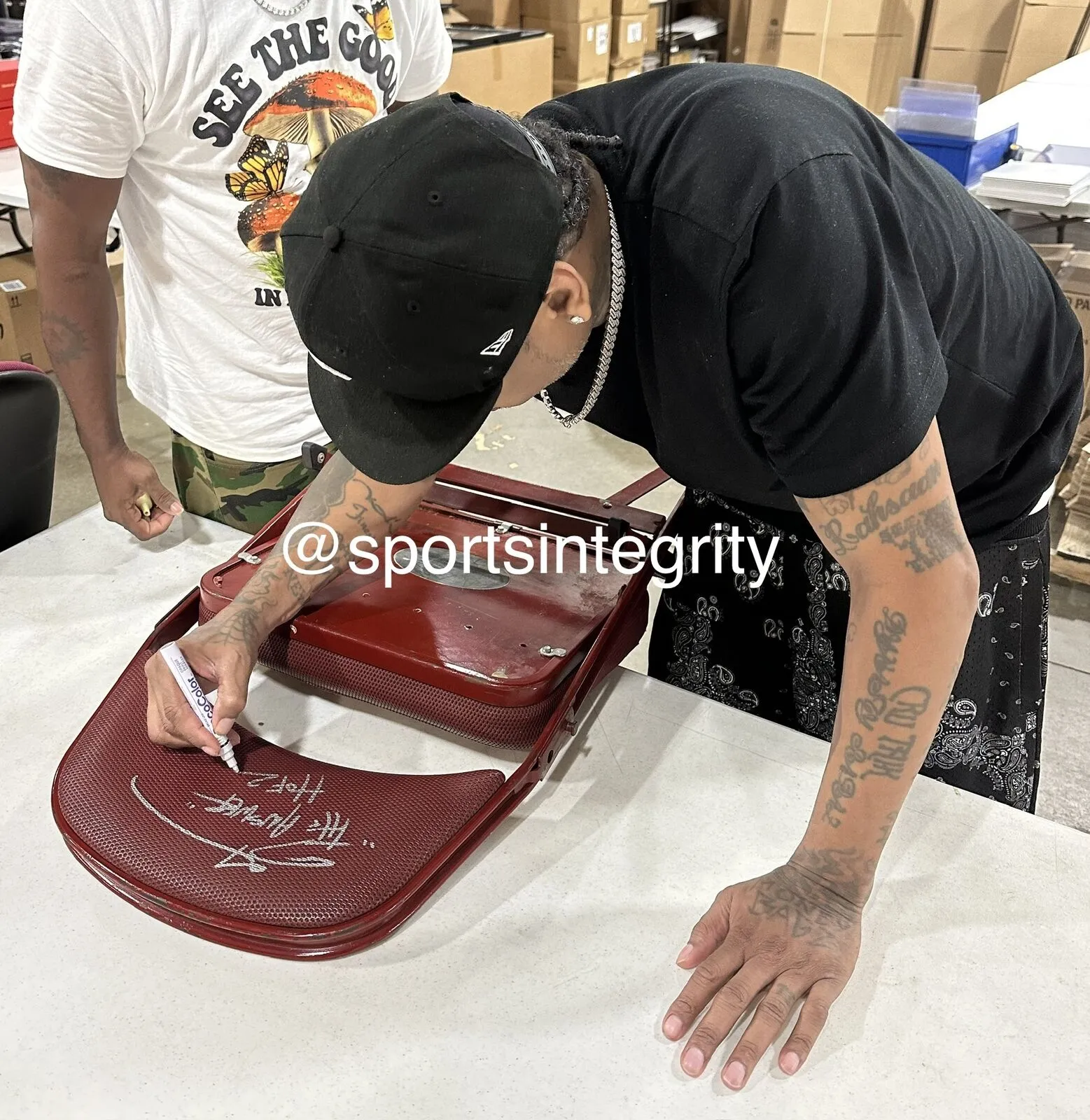 Allen Iverson Philadelphia 76ers Signed Spectrum Floor Seat w/ 2 Insc JSA ITP