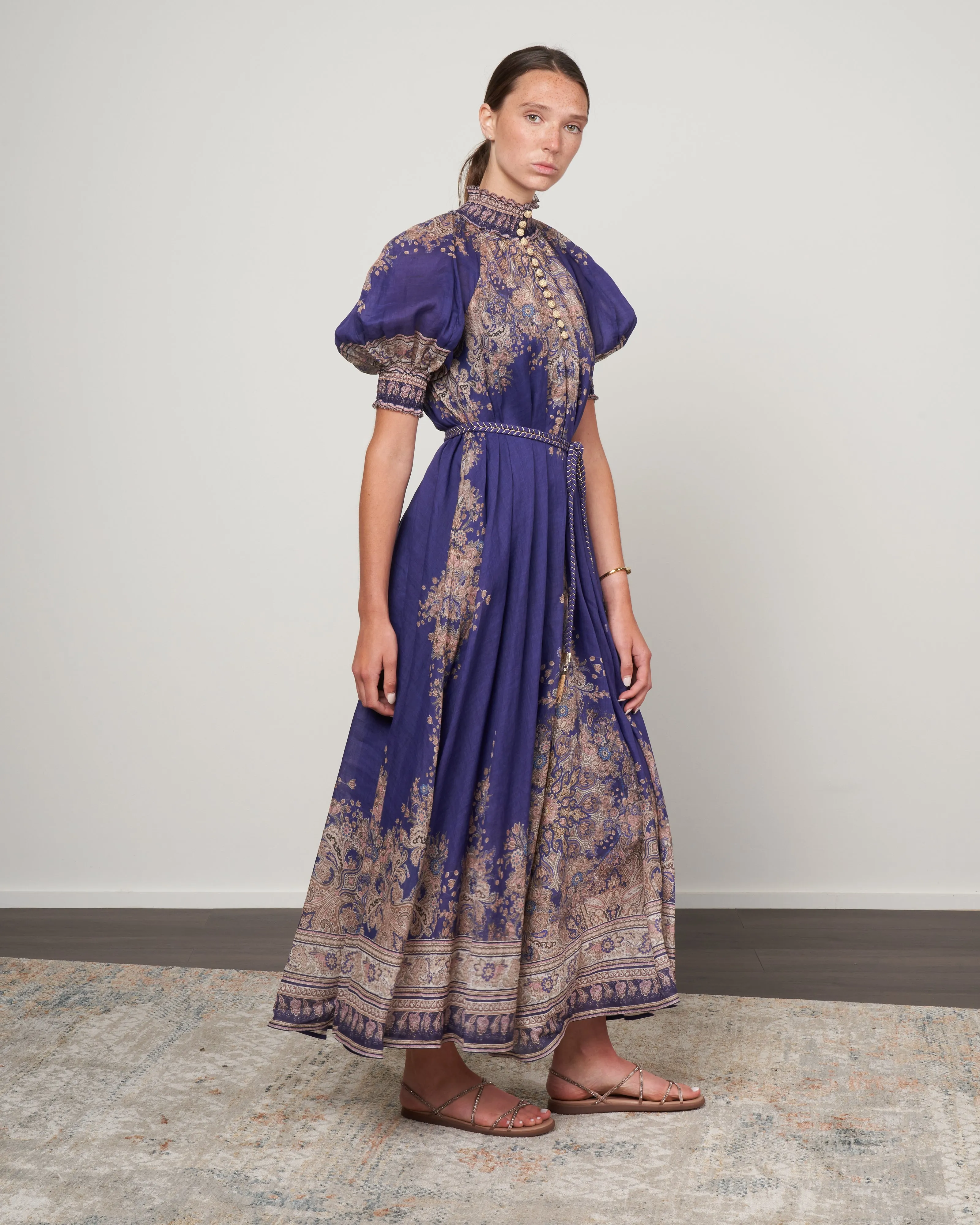 anneke swing maxi dress - indigo paisley