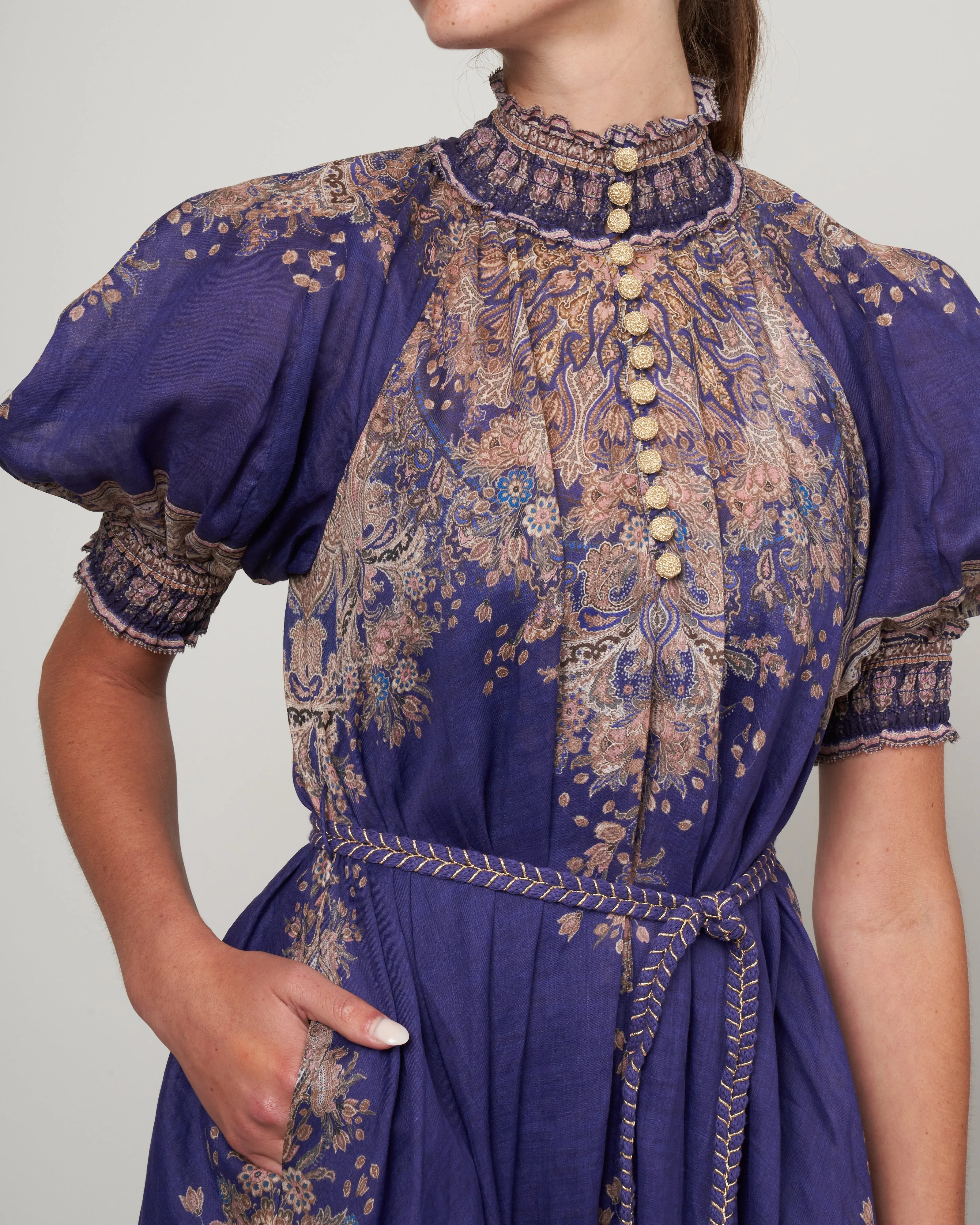 anneke swing maxi dress - indigo paisley