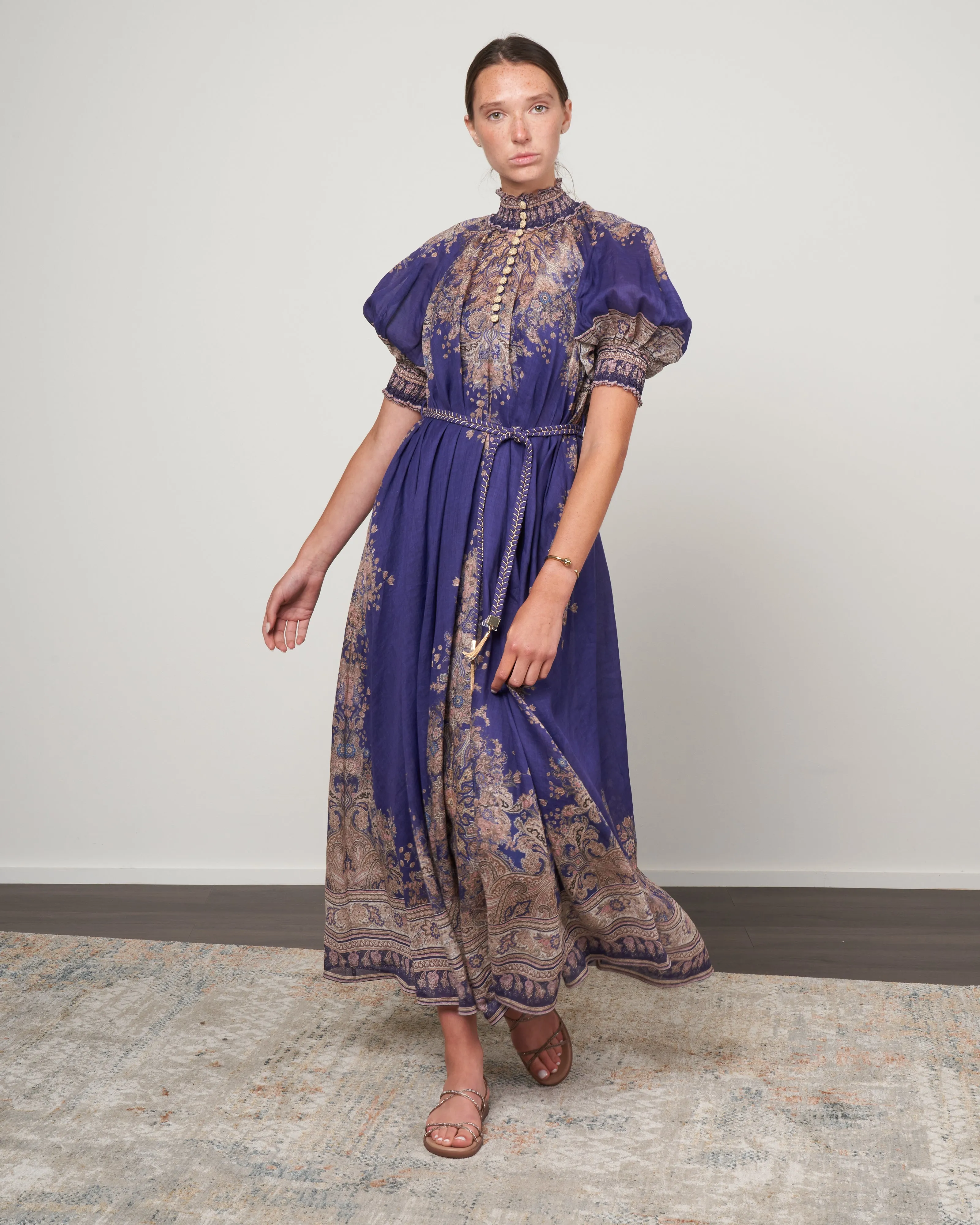 anneke swing maxi dress - indigo paisley