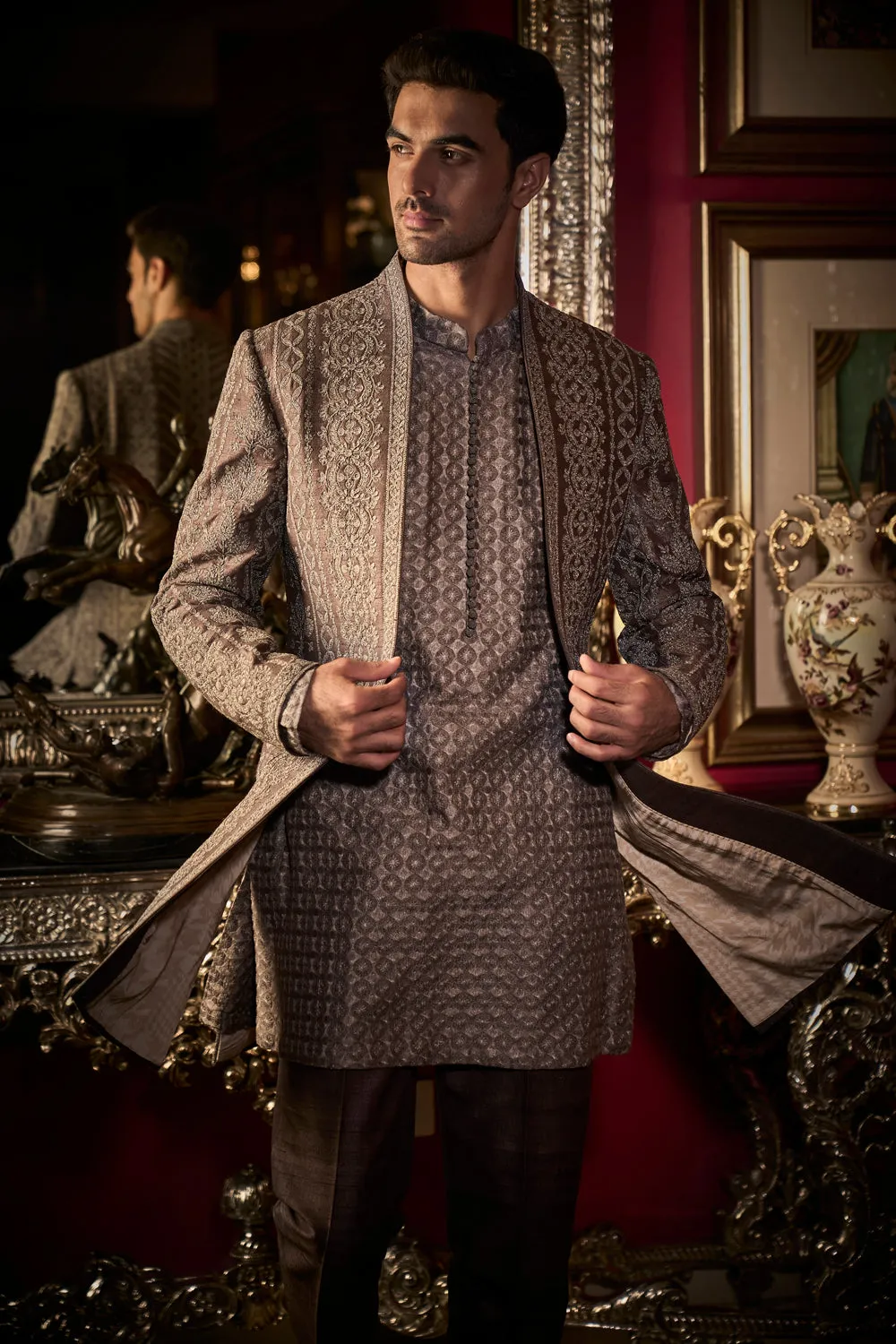 Ash Grey Open Jacket Sets