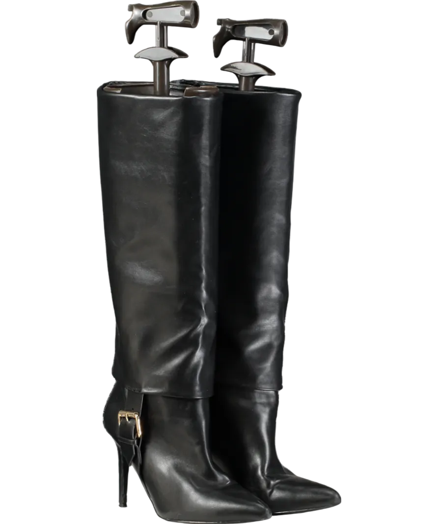 ASOS Black Faux Leather Buckle Detail Boots UK 4 EU 37 👠