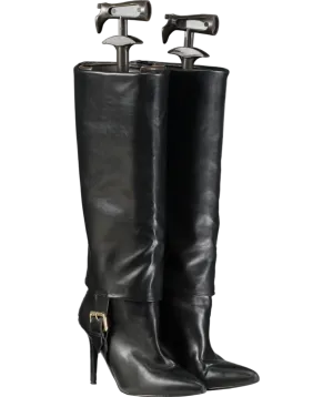 ASOS Black Faux Leather Buckle Detail Boots UK 4 EU 37 👠