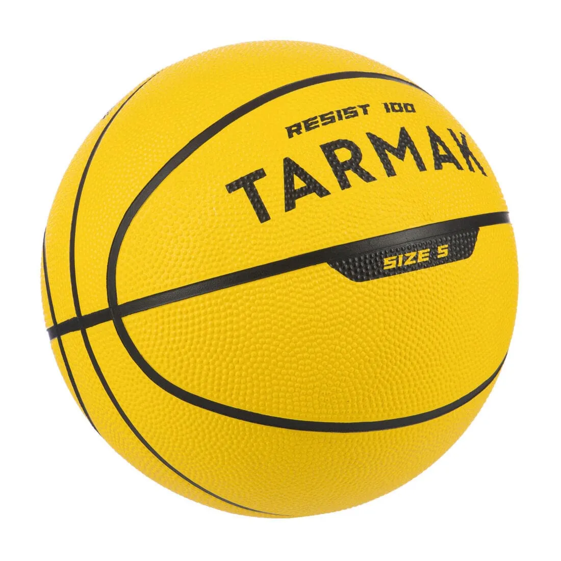 Ballon de basket r100 de taille 5 jaune jusqu'à 10 ans pour débuter.