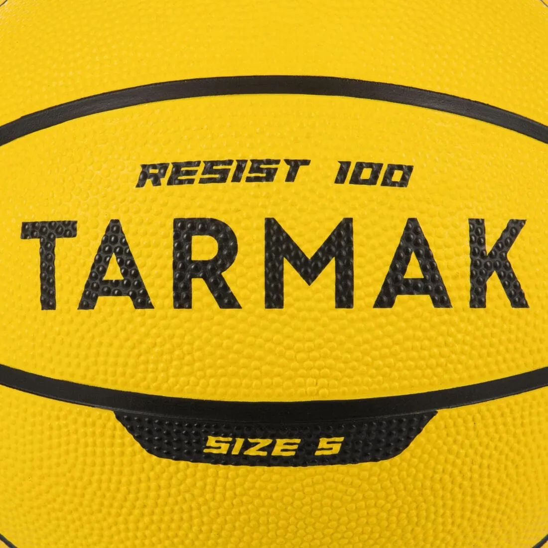 Ballon de basket r100 de taille 5 jaune jusqu'à 10 ans pour débuter.
