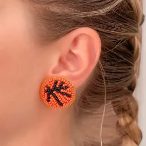 Basketball Beaded Post Earrings