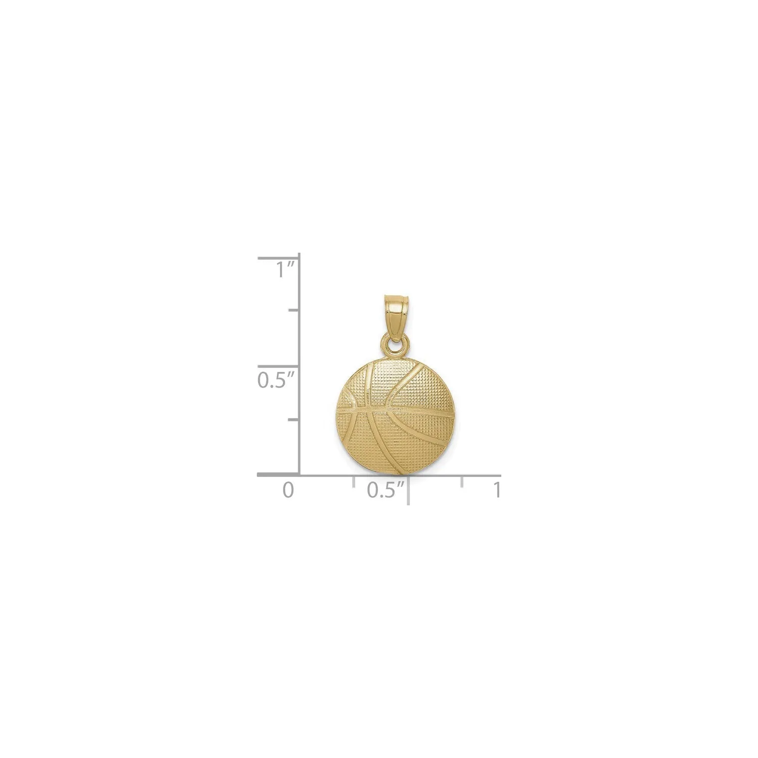 Basketball Concave Textured Pendant (14K)
