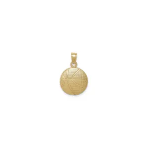 Basketball Concave Textured Pendant (14K)