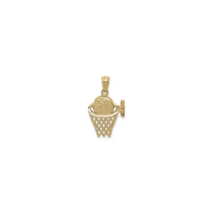Basketball in the Net Pendant (14K)