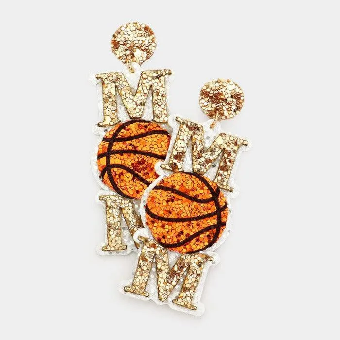 Basketball Mom Sequin Dangle Earrings