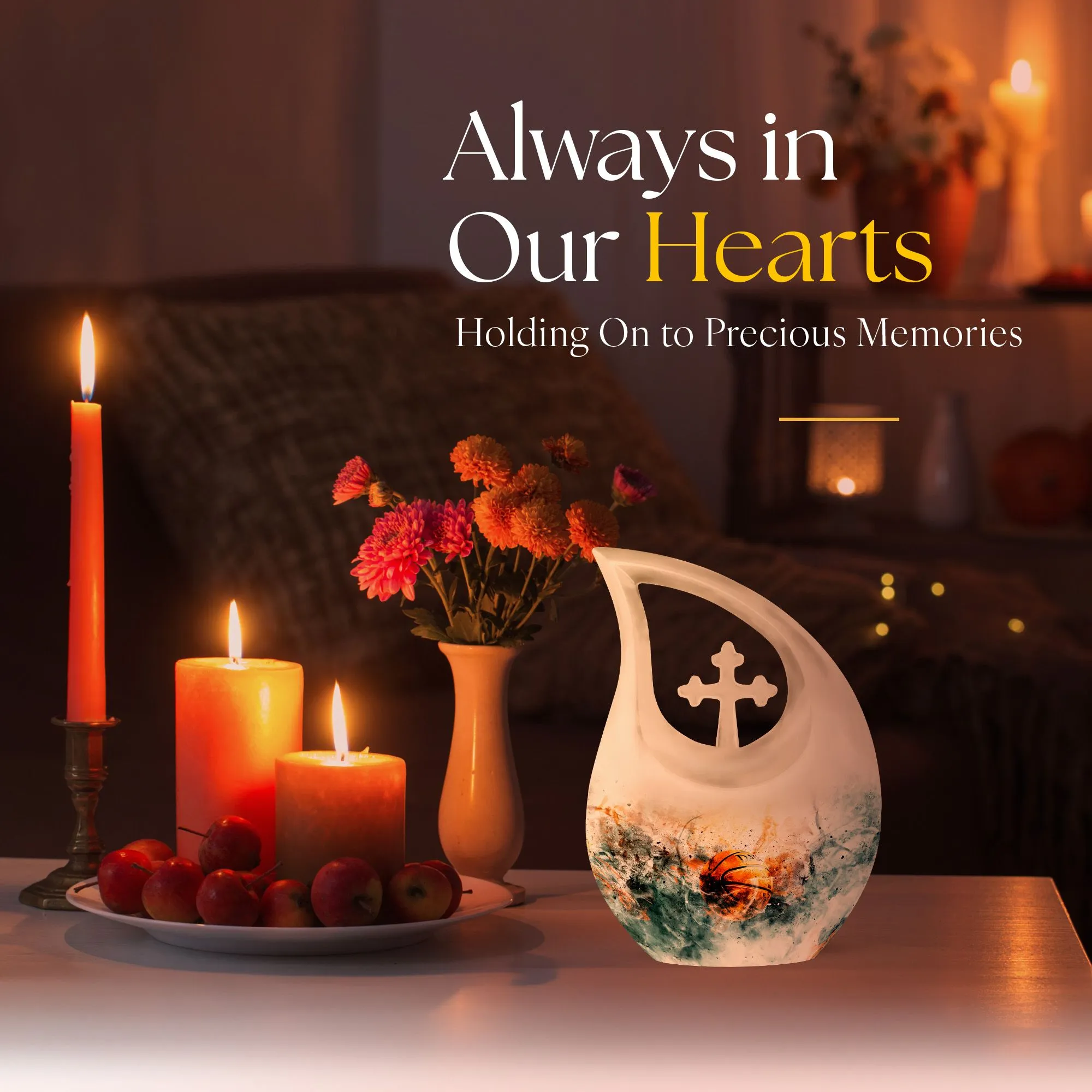 Basketball Themed Memorial Urn; Small Container for Ashes