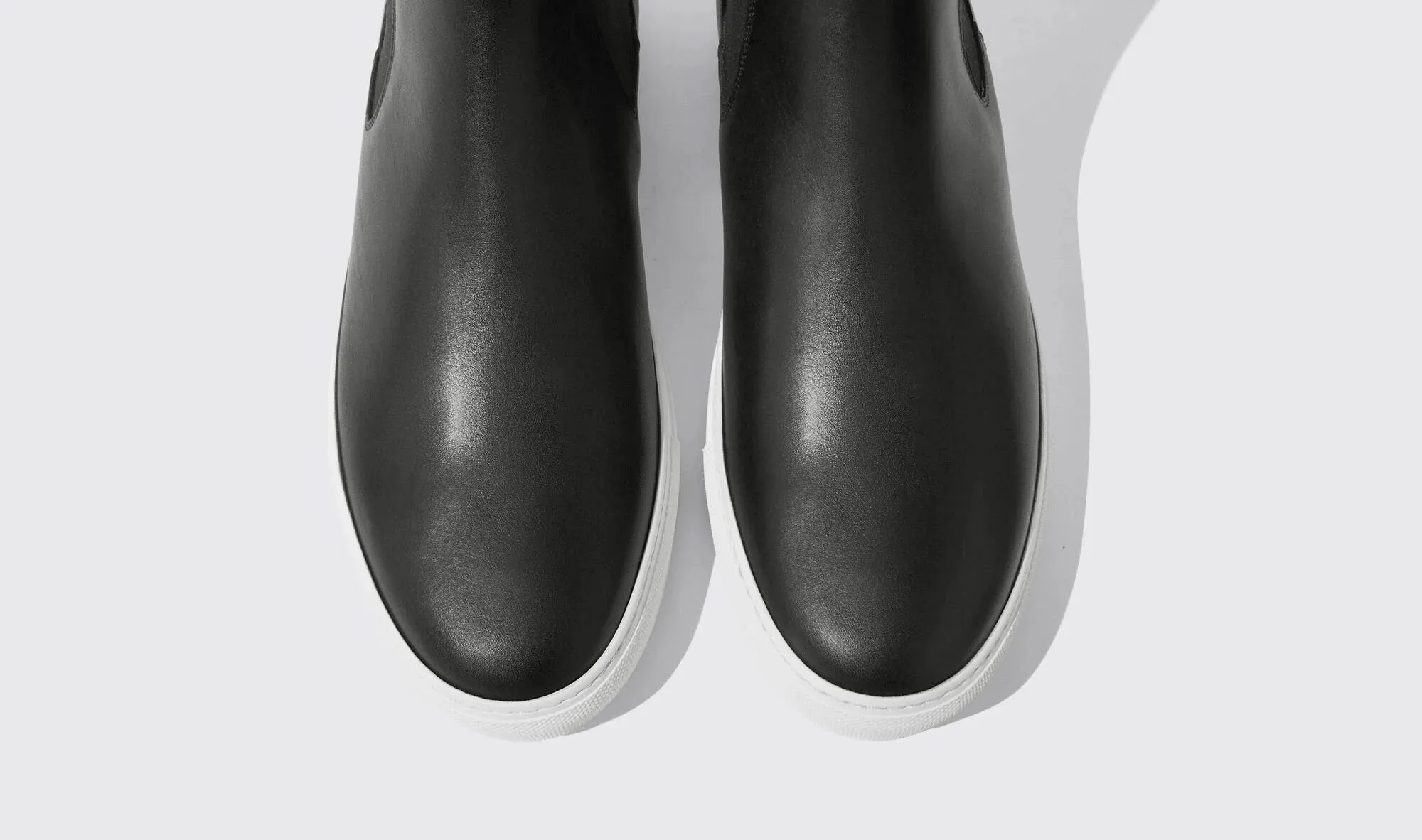 Black Leather Kevin High Top Chelsea Sneaker Boots - Sneakers Boots