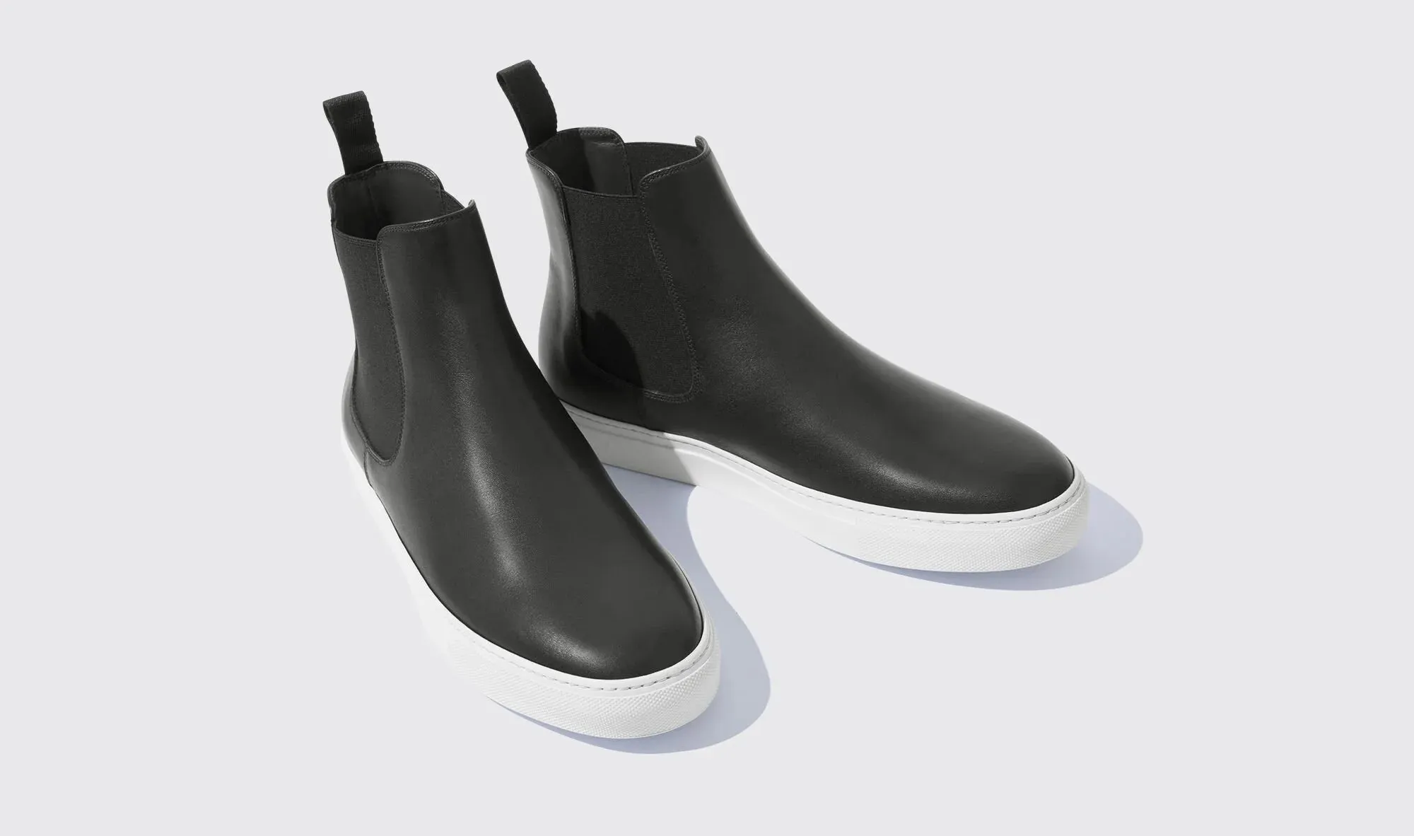 Black Leather Kevin High Top Chelsea Sneaker Boots - Sneakers Boots