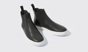 Black Leather Kevin High Top Chelsea Sneaker Boots - Sneakers Boots