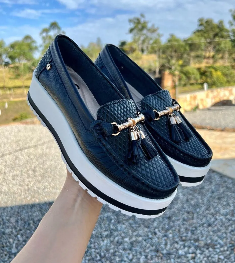 Black Women Leather Loafers