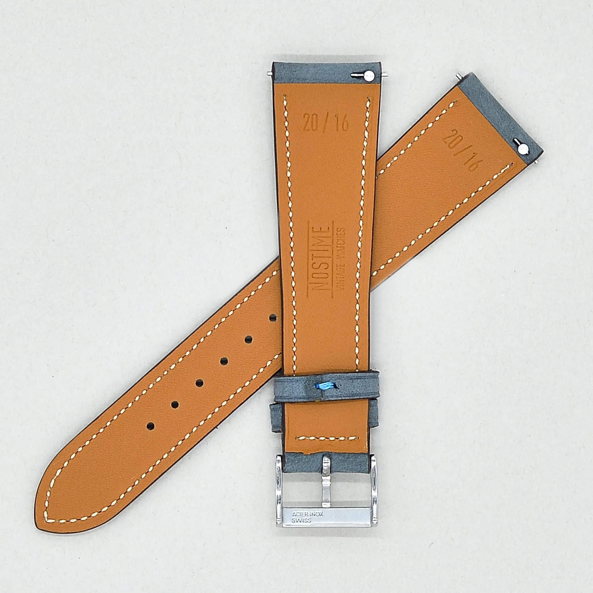 BLUE GRAY NUBUCK CALF STANDARD STRAP