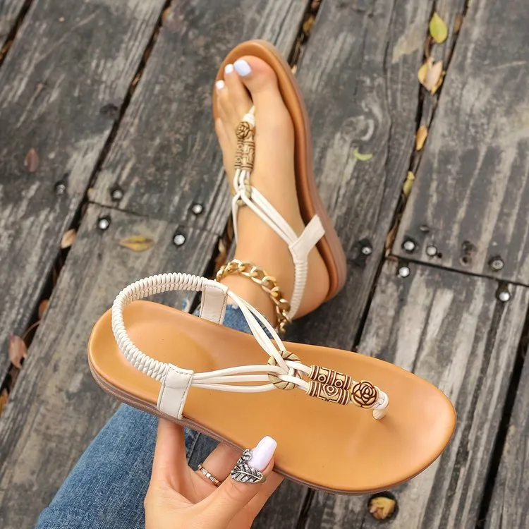 Boho-Style Braided Strap Thong Sandals for Women