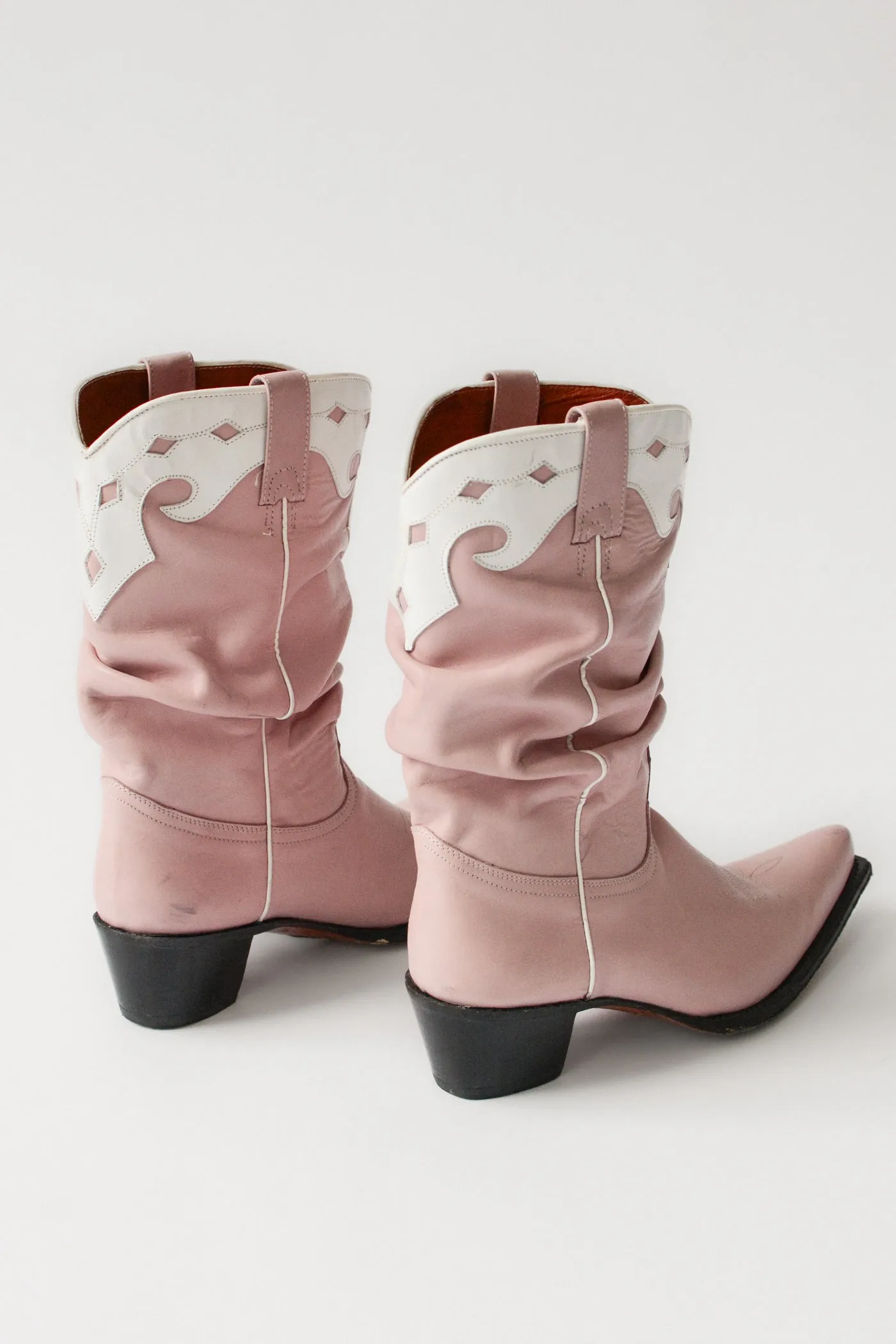 Buffalo Pink Western Ruched Cowboy Boots ~ 41
