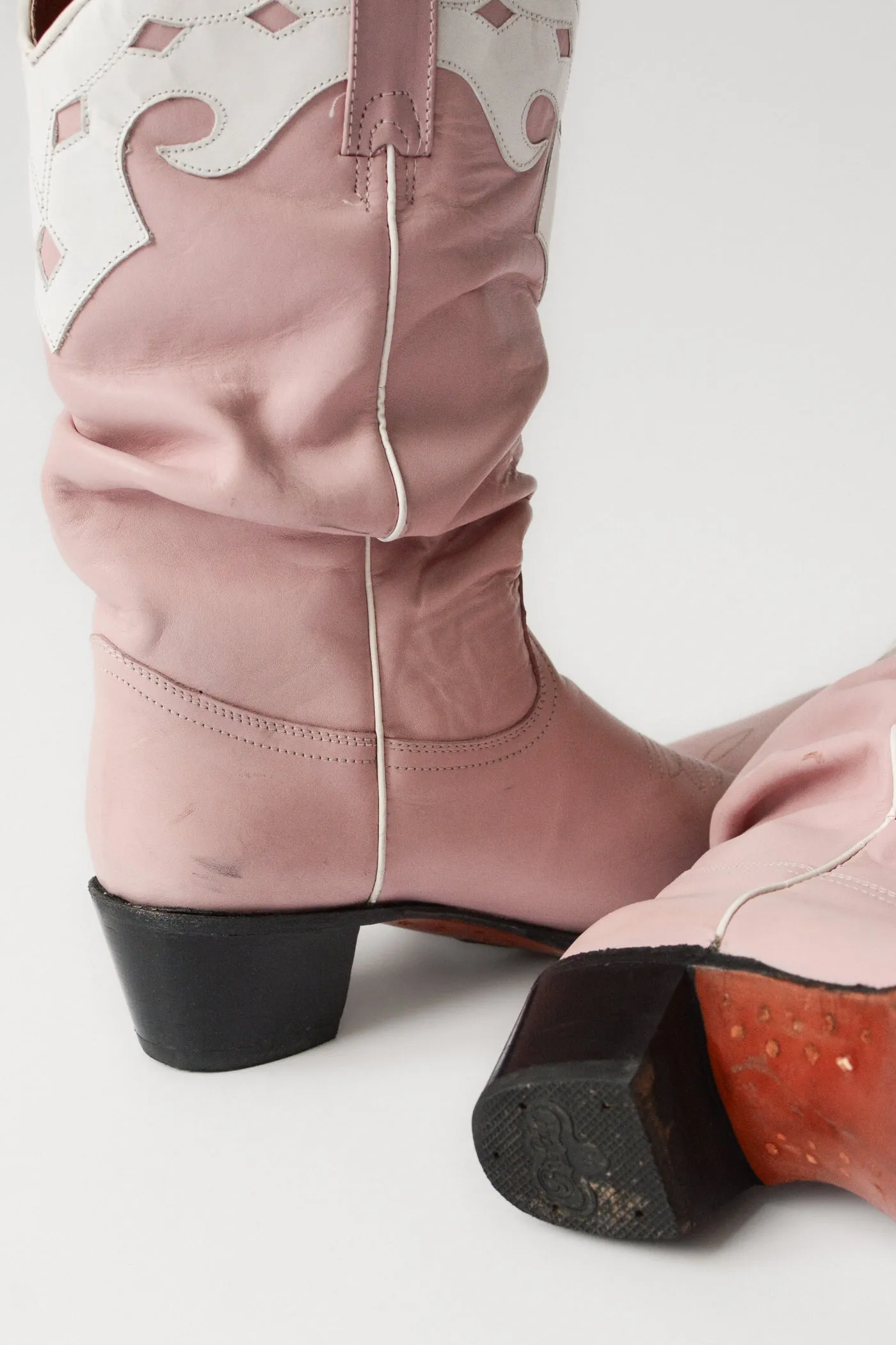 Buffalo Pink Western Ruched Cowboy Boots ~ 41