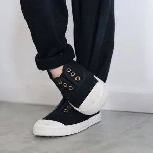 Caro Canvas Pump Shoes with Rubber Sole (Black)