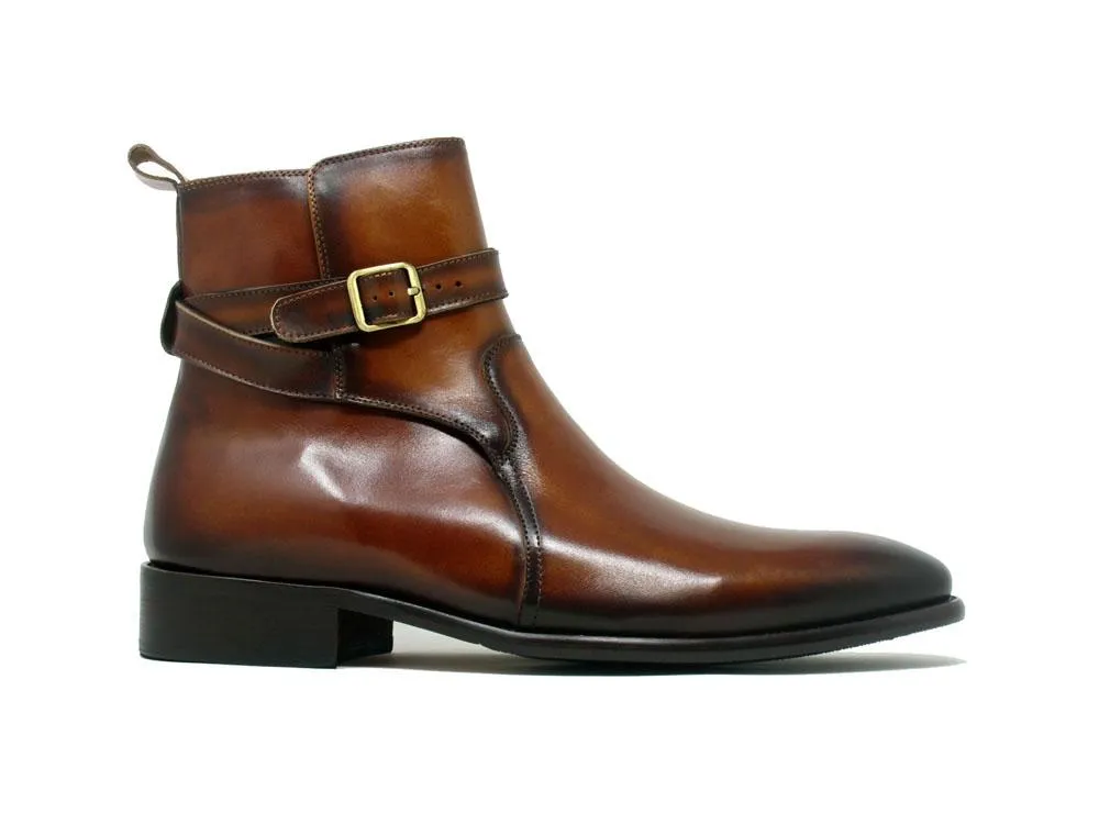 Carrucci Leather Strap Buckle Boots