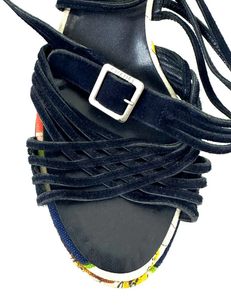 Chanel Camelia Logo Platform Sandals