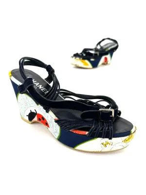 Chanel Camelia Logo Platform Sandals