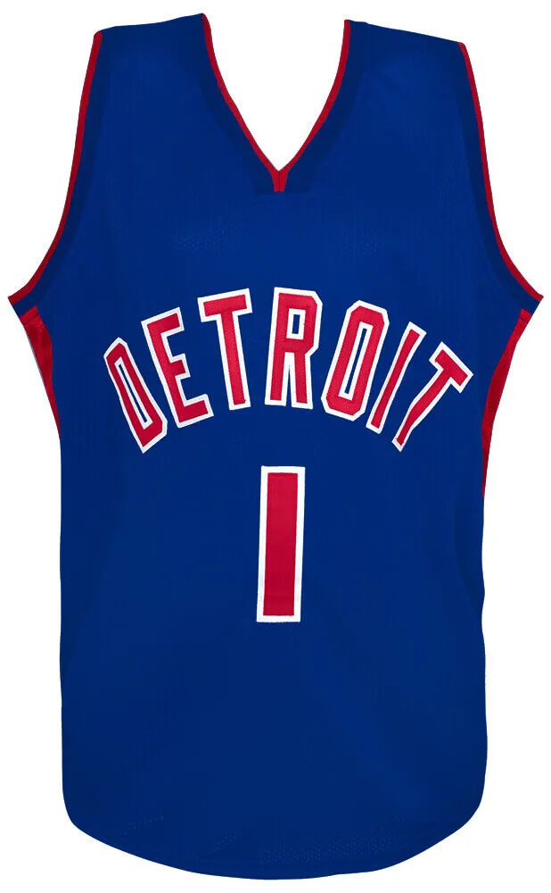 Chauncey Billups (PISTONS) Signed Blue Custom Basketball Jersey - (SCHWARTZ COA)