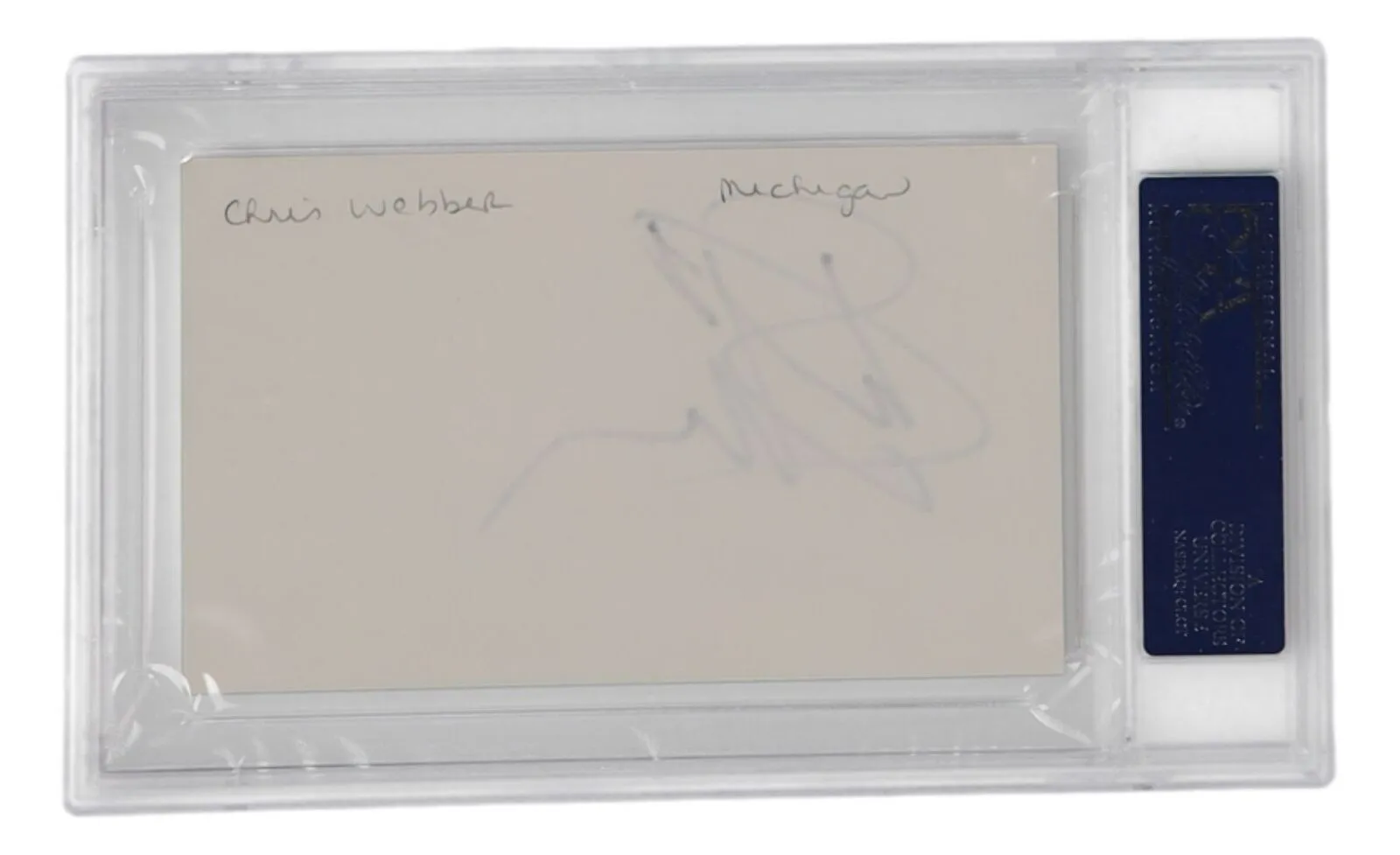 Chris Webber Michigan Wolverines Signed Slabbed Index Card PSA/DNA