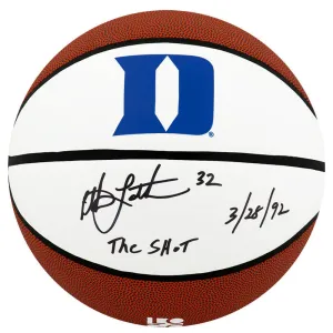 Christian Laettner Signed Duke Logo Brands White Basketball w/The Shot -(SS COA)