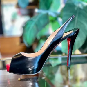CHRISTIAN LOUBOUTIN Calfskin Leather Sling Back Peep Toe Heels Size 38.5