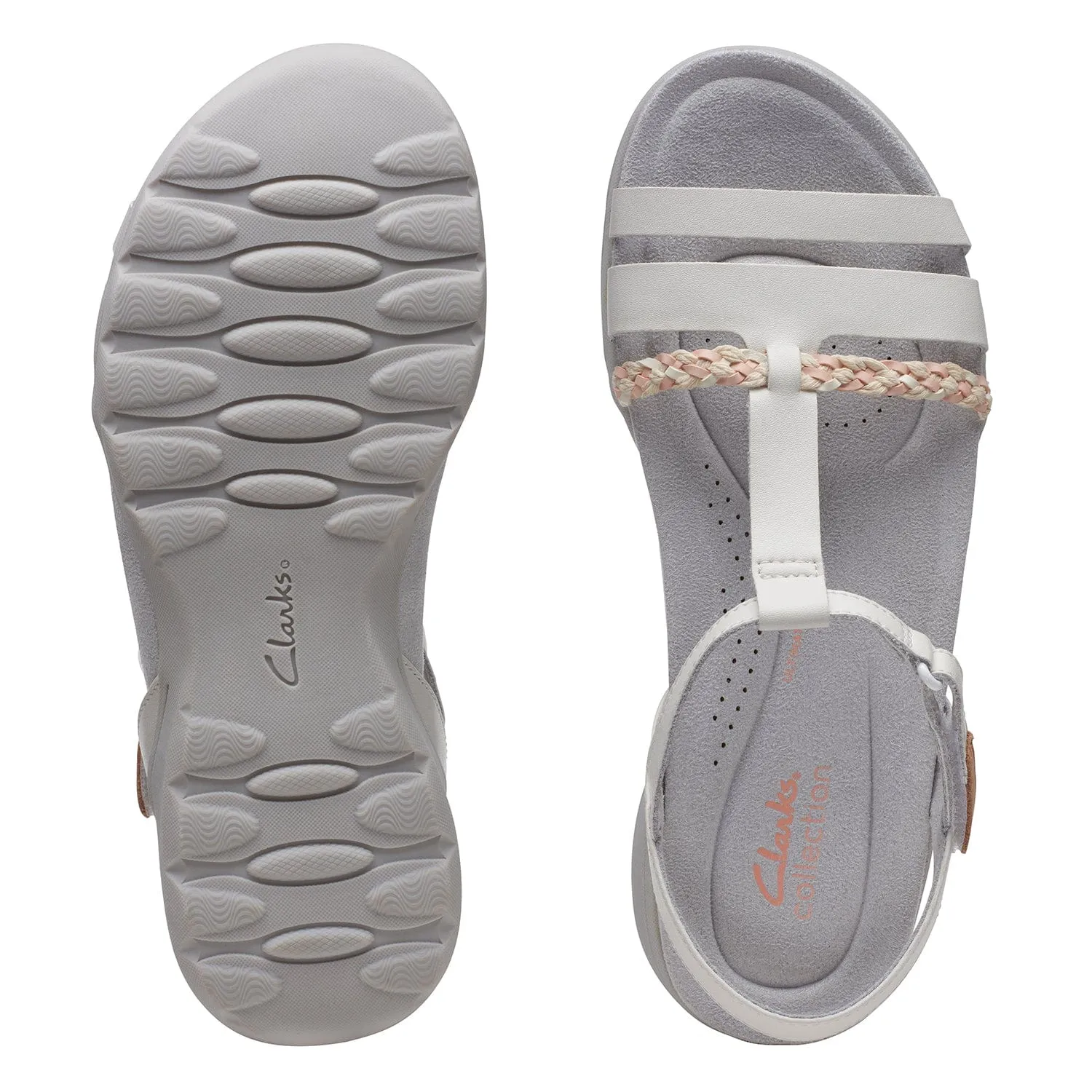 Clarks Amanda Tealite - Sandals - White Leather - 261711265 - E Width (Wide Fit)